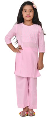 Gianna Baby Girls Festive & Party Kurta and Pyjama Set(Pink Pack of 1)