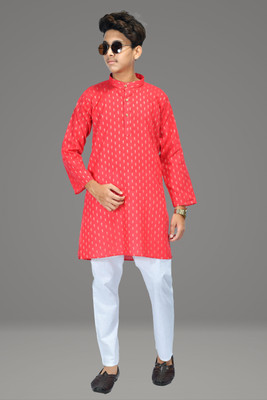 INGEEL CREATION Boys Festive & Party Kurta and Pyjama Set(Red Pack of 1)