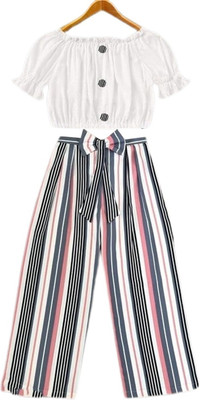 LEERUKA Girls Casual Kurta and Palazzo Set(White Pack of 1)