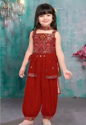 Tasrika Girls Wedding Kurta and Palazzo Set(Red Pack of 1)