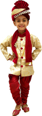 fab fashions Boys Festive & Party Sherwani and Churidar Set(White Pack of 1)