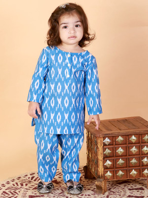 VASTRAMAY SISHU Baby Girls Casual Kurta and Pyjama Set(Light Blue Pack of 1)