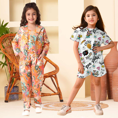 parasFASHION Girls Formal Blazer and Pant Set(Multicolor Pack of 2)