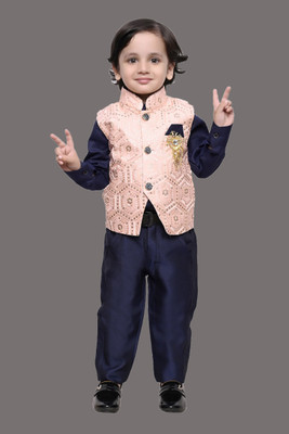 Hariyal Collection Boys Wedding, Festive & Party Shirt, Waistcoat and Pant Set(Multicolor Pack of 1)