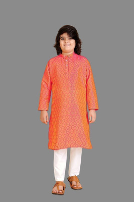 SHREEJI ENTERPRISE Boys Festive & Party, Wedding Kurta and Pyjama Set(Orange Pack of 1)