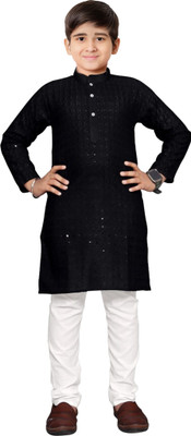 Rnr Enterprise Boys Casual Kurta and Pyjama Set(Black Pack of 1)
