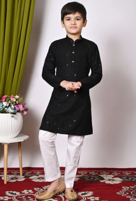 VADLI FASHION Baby Boys Festive & Party, Wedding Kurta and Pyjama Set(Black Pack of 1)