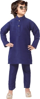 AL BAYDAR FASHION Boys Casual Kurta and Pyjama Set(Dark Blue Pack of 1)