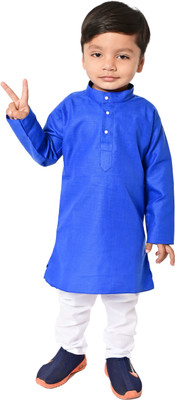 ETHINICA Boys Festive & Party Kurta and Pyjama Set(Blue Pack of 1)