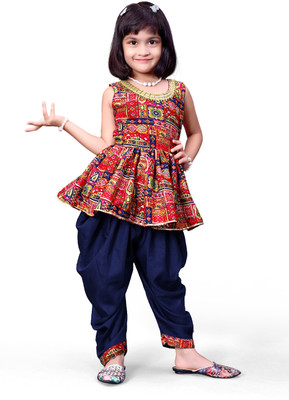 ALMOND STYLE Girls Casual Dhoti & Kurta Set(Red Pack of 1)