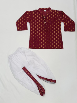 New Ekta Dresses Baby Boys Festive & Party Kurta and Dhoti Pant Set(Maroon Pack of 1)