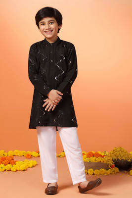 Tasrika Boys Festive & Party Kurta and Pyjama Set(Black Pack of 1)