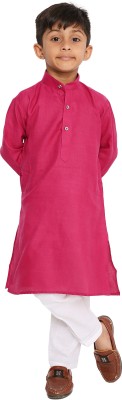 MAHARAJA Boys Festive & Party Kurta and Pyjama Set(Pink Pack of 1)