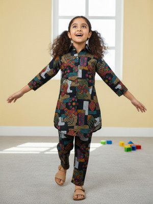 Sevgi Girls Casual, Formal, Festive & Party Kurta and Trouser Set(Multicolor Pack of 1)