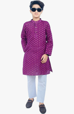 ZARTAJ Boys Festive & Party Kurta and Pyjama Set(Purple Pack of 2)