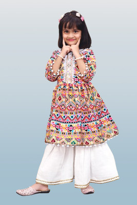 Agnivesha Baby Girls Festive & Party Kurta and Palazzo Set(Multicolor Pack of 1)