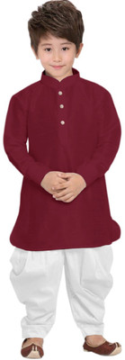 TRUST OUS Boys Festive & Party Kurta and Dhoti Pant Set(Maroon Pack of 1)