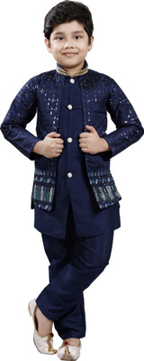 new gen Boys Festive & Party, Wedding Kurta and Pyjama Set(Dark Blue Pack of 1)