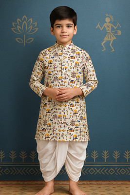 Take Style Boys Festive & Party, Wedding Kurta and Dhoti Pant Set(Multicolor Pack of 1)