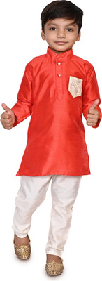 Elegant Attire Boys Festive & Party Kurta and Pyjama Set(Red Pack of 1)