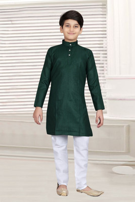 RAJWADI FASHION Boys Festive & Party Kurta and Pyjama Set(Dark Green Pack of 1)