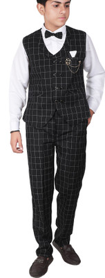 seetoo Boys Festive & Party, Wedding Shirt, Waistcoat and Pant Set(Black Pack of 1)