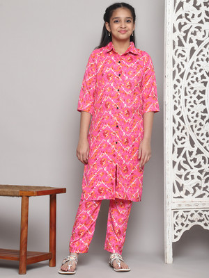 SATVASHIV Girls Festive & Party, Casual Kurta and Pyjama Set(Multicolor Pack of 1)
