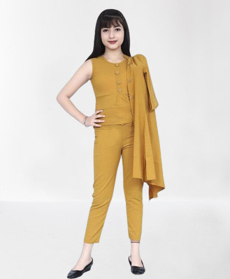 MYKUKI Girls Festive & Party Angarkha, Dhoti & Dupatta Set(Yellow Pack of 1)