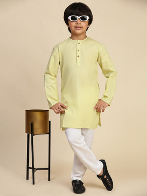 SKAVIJ Boys Festive & Party Kurta and Pyjama Set(Light Green Pack of 1)