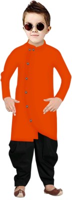 TRUST OUS Boys Festive & Party Dhoti & Kurta Set(Orange Pack of 1)