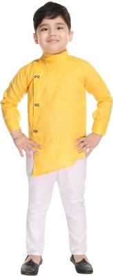 ZIORA Boys Festive & Party Kurta and Pyjama Set(Yellow Pack of 1)