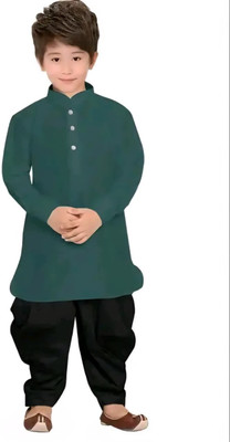 JILANI TRADERS Boys Festive & Party Kurta and Dhoti Pant Set(Dark Green Pack of 1)