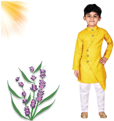 VC FASHION HUB Baby Boys Festive & Party Kurta and Pyjama Set(Yellow Pack of 1)