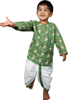 POLKA TOTS Baby Boys Casual, Festive & Party, Wedding Kurta and Pyjama Set(Green Pack of 1)