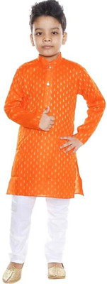 stylelife Boys Festive & Party Kurta and Pyjama Set(Orange Pack of 1)