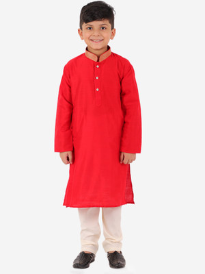 KID1 Boys Festive & Party Kurta and Pyjama Set(Red Pack of 1)