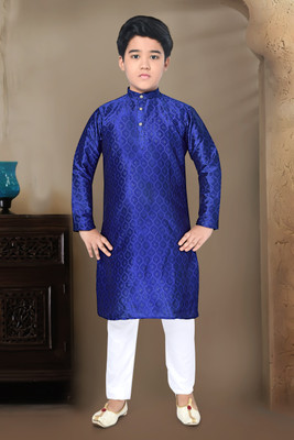 BYTER Boys Festive & Party Kurta and Pyjama Set(Blue Pack of 1)