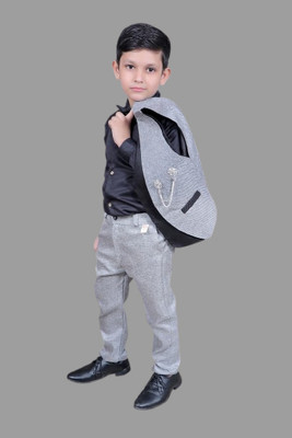 Anshi Collection Boys Formal Shirt, Waistcoat and Pant Set(Grey Pack of 1)