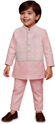 Kidbea Boys Festive & Party Kurta and Pyjama Set(Purple Pack of 1)