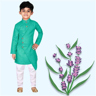 VC FASHION HUB Baby Boys Festive & Party Kurta and Pyjama Set(Green Pack of 1)