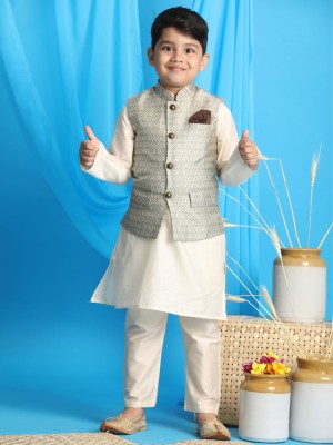 VASTRAMAY Boys Festive & Party Kurta, Waistcoat and Pyjama Set(Multicolor Pack of 1)