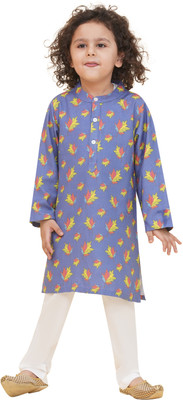 Sethukrishna Boys Festive & Party Kurta and Pyjama Set(Blue Pack of 1)