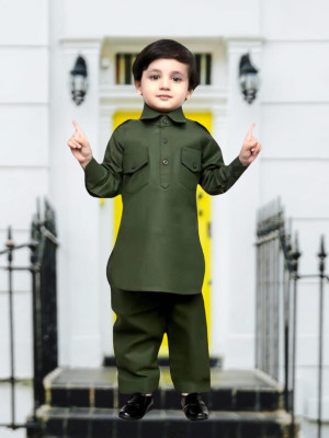 SUNCITY FASHION MART Boys Casual Pathani Suit Set(Dark Green Pack of 1)