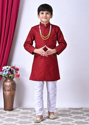 Hasibul Fashion Boys Festive & Party Kurta and Churidar Set(Red Pack of 1)
