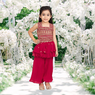 New Ekta Dresses Baby Girls Festive & Party Kurta and Palazzo Set(Red Pack of 1)