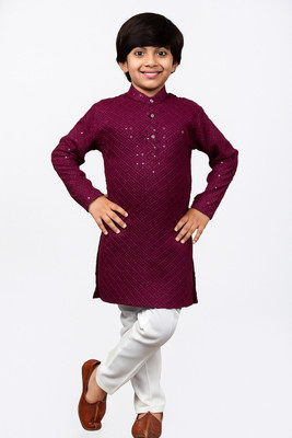 UmBri fashion Boys Casual, Festive & Party, Wedding Kurta and Pyjama Set(Purple Pack of 1)