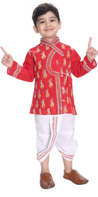 new gen Baby Boys Casual Kurta and Dhoti Pant Set(Red Pack of 1)