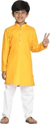 VDC FASHION TREND Baby Boys Festive & Party Kurta and Pyjama Set(Yellow Pack of 1)
