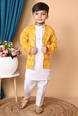 AsSahanaraDresses Baby Boys Festive & Party Kurta and Pyjama Set(Yellow Pack of 1)