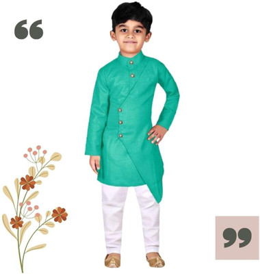 VC FASHION HUB Baby Boys Festive & Party Kurta and Pyjama Set(Green Pack of 1)